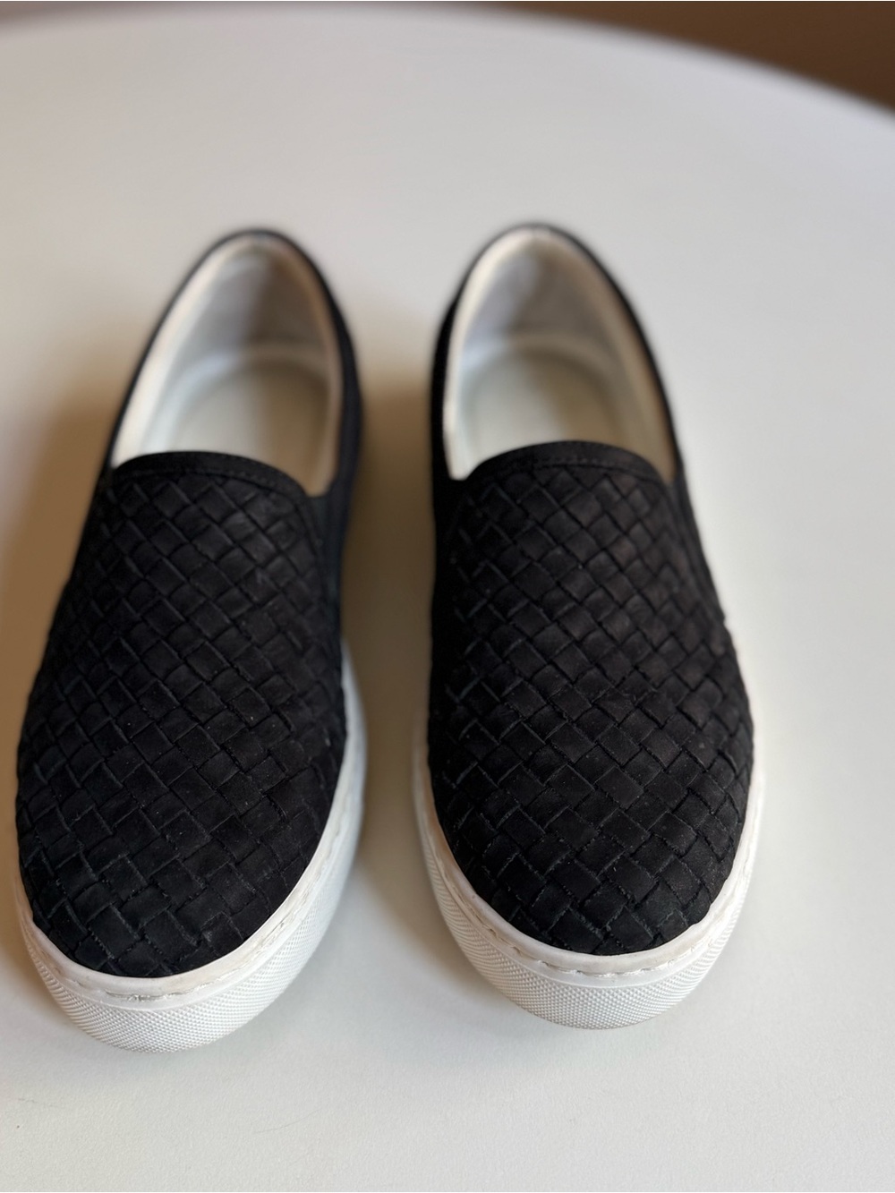 M.Gemi Slip-On Sneakers Leather Made in Italy Size 35 Womenโs Black Woven